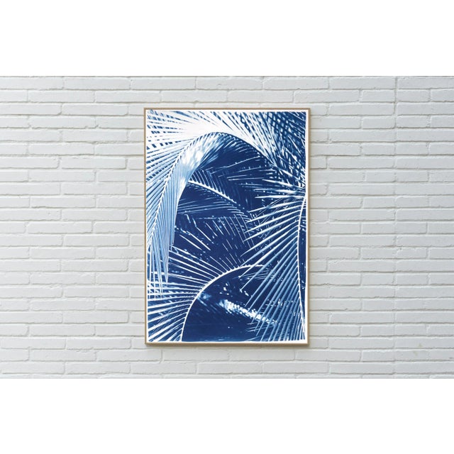 2021 "Tropical Palm Branches" Handmade Cyanotype Print on Watercolor Paper by Kind of Cyan For Sale In Miami - Image 6 of 11