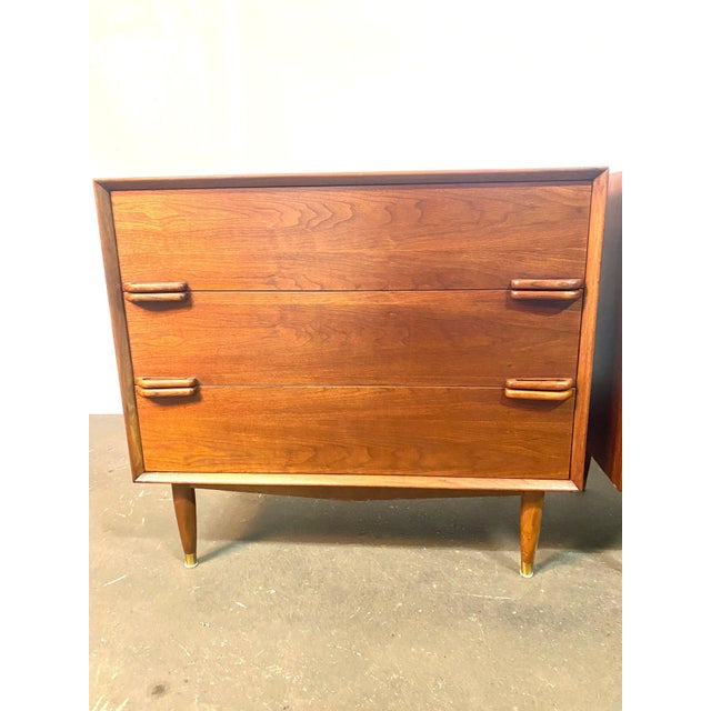 Coffee Pair of 1950's Custom Made Modernist Walnut Dressers For Sale - Image 8 of 16