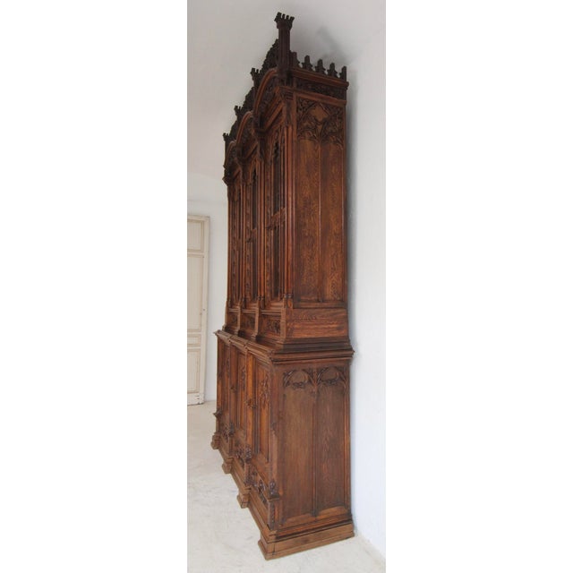 Large Gothic Revival German Carved Oak Cabinet, 1883 For Sale - Image 15 of 18