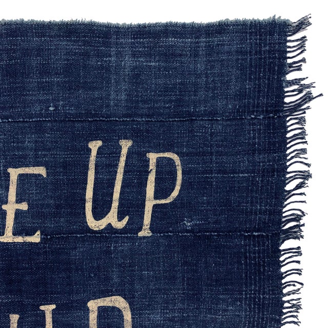 American Vintage Style Cotton Indigo Flag, Don't Give Up the Ship For Sale - Image 3 of 4