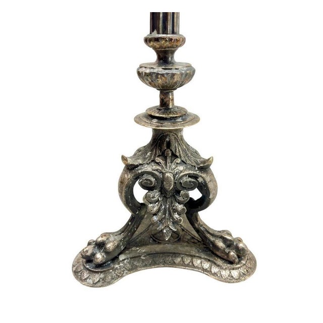 Metal Antique Cast Brass Candleholders, 1900s, Set of 2 For Sale - Image 7 of 15