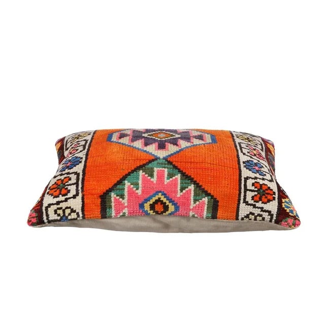 Decorative pillow cover made from vintage handknotted Turkish rug pieces. Backed with good quality cotton fabric. Pillow...