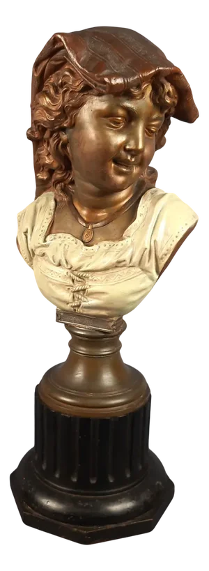 Carl Dorn, Bust of Girl with Veil, Patinated Metal, 1884