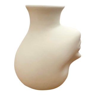 1990s White Ceramic Upside Down Head Vase For Sale