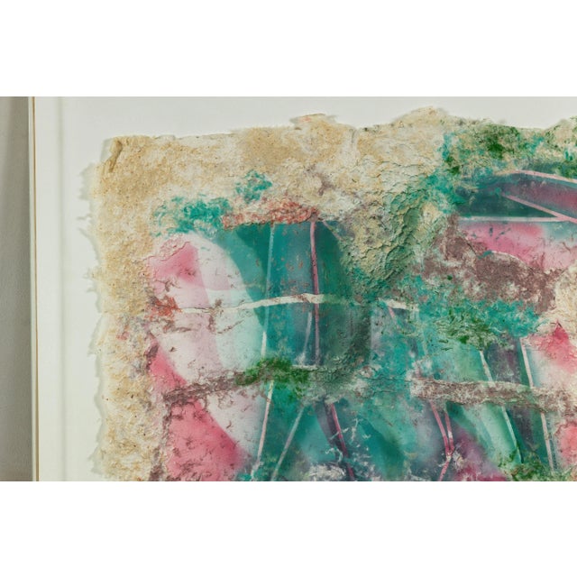 Cream Leanne Weissler Abstract Painting in Lucite Box Frame with Vibrant Pastel Hues For Sale - Image 8 of 12