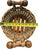 Brown Vintage Wicker Basket With Turned Wood Double Ball Finial Handles - Boho Coastal Folk Art For Sale - Image 8 of 11