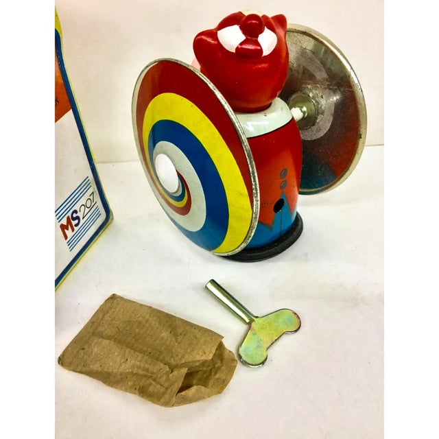 Vintage Wind-Up Toy Bear Whirling Wheel New in Box For Sale - Image 9 of 9