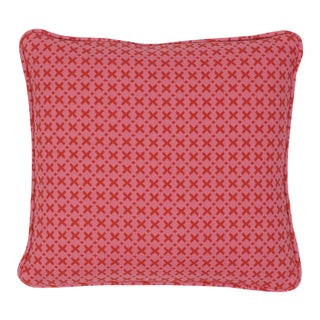 Schumacher Elias 16" Pillow in Red & Pink For Sale