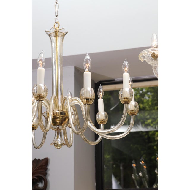 Metal 1960s 10-Light Venetian Glass Chandelier - Italy For Sale - Image 7 of 18