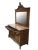 Louis XVI Solid Oak Dressing Vanity Table With Mirror and Marble Top For Sale - Image 4 of 12