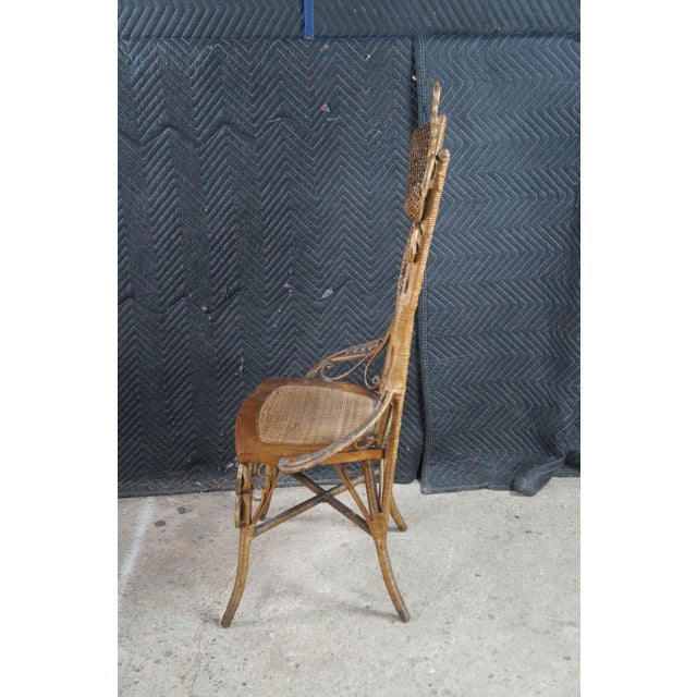 Early 20th Century Antique Victorian Indianapolis MFG Co Wicker Rattan Portrait Chair 46" For Sale - Image 5 of 13