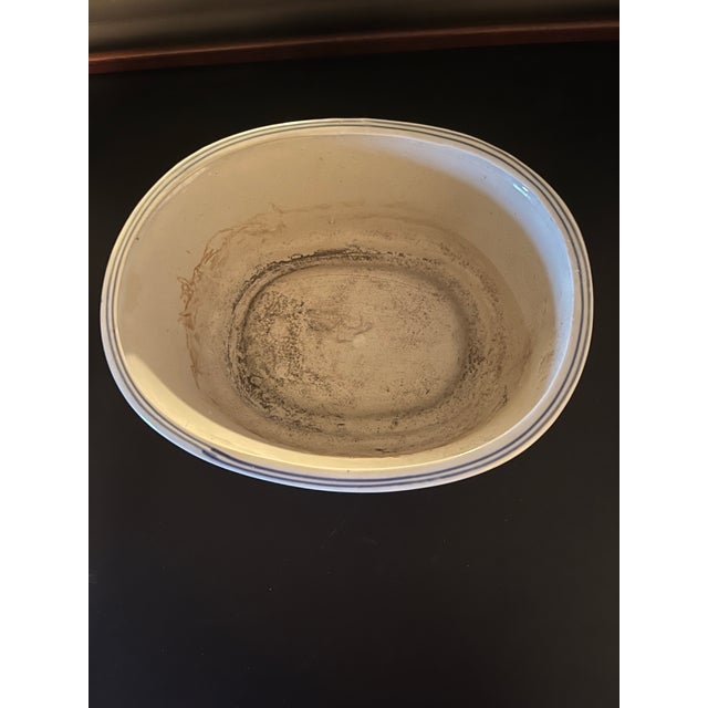 Shabby Chic 1990s Blue and White Oval Planter For Sale - Image 3 of 5