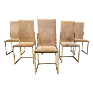 Brass Dining Chairs by Belgochrom, 1970s, Set of 6 For Sale