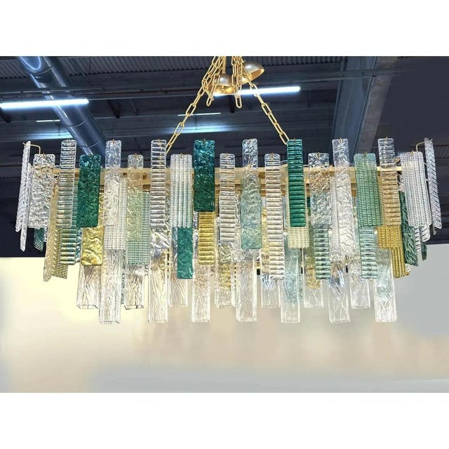 Glass Monumental Rectangular Strip Listelli Murano Glass Chandelier by Simoeng For Sale - Image 7 of 16
