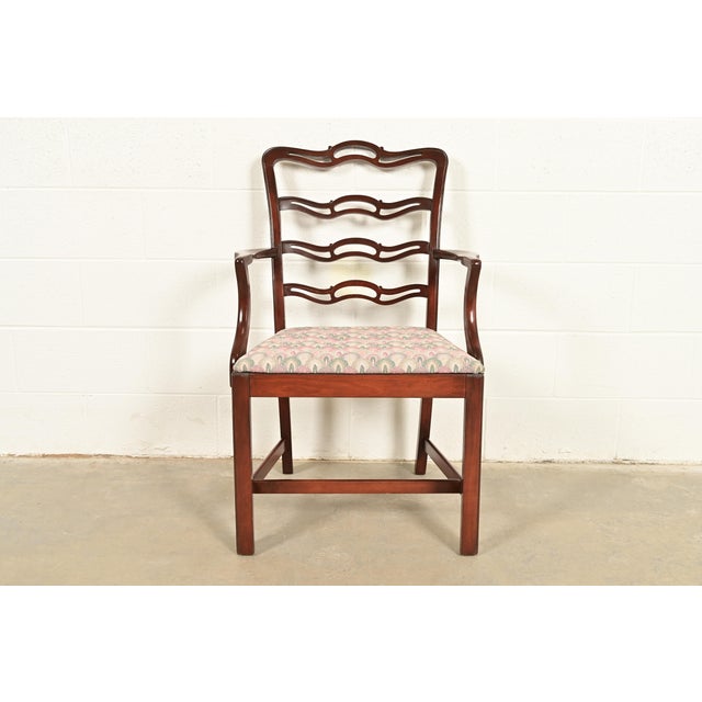Baker Furniture Style Georgian Carved Mahogany Armchair For Sale - Image 9 of 9