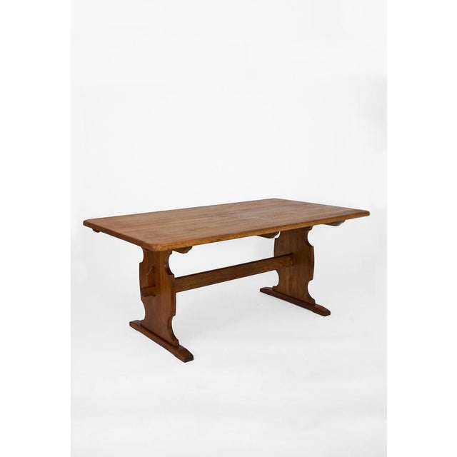 Scandinavian Modern Rustic Oak Dining Table, Denmark, 1970 For Sale - Image 9 of 9