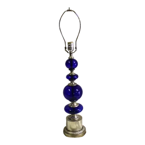 1990s Mid-Century Modern Table Lamp Cobalt Blue Glass