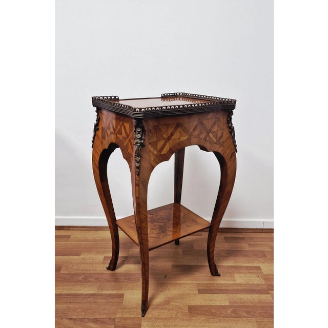 Napoleon III coffee table, early 1900s, French in rosewood with small writing desk and leather drawer, with drawer and...