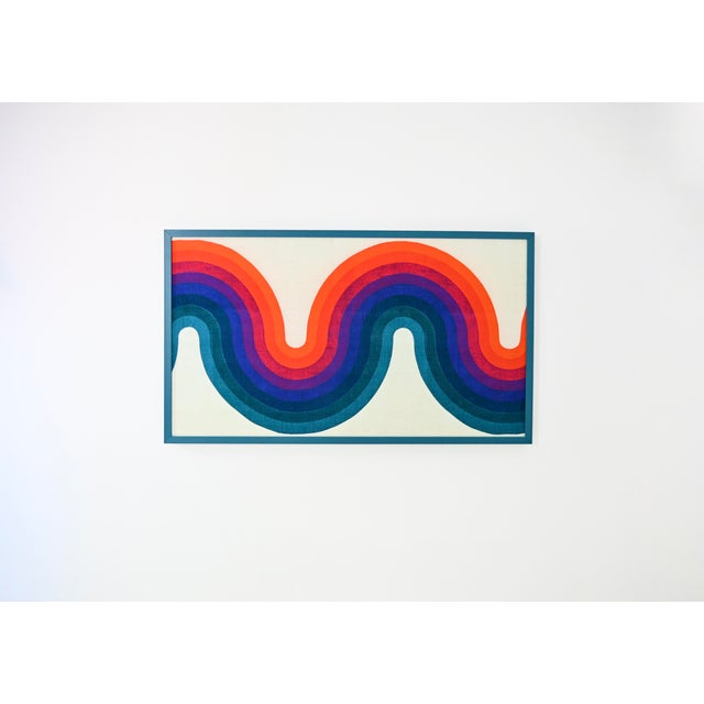 1970s Verner Panton Style Paintings, Set of 2, 1970s, Fabric & Wood For Sale - Image 5 of 7