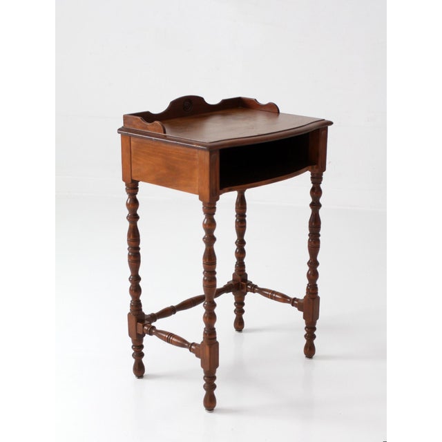 Brown Colonial Revival Telephone Table Circa 1940s For Sale - Image 8 of 13