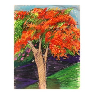 1979 Virgin Islands Tree Pastel by Adrienne Anderson For Sale