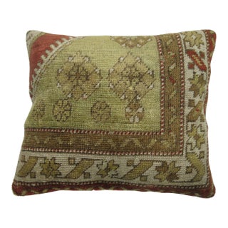 Traditional Border Oushak Rug Pillow For Sale