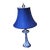 Antique Delft Candlestick Lamp With Navy Silk Shade For Sale