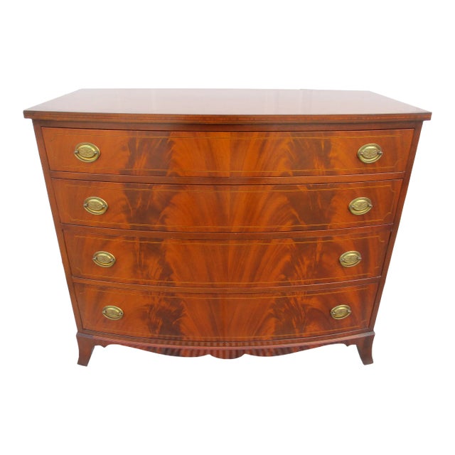 Federal Style Crotch Mahogany and Inlay Chest of Drawers For Sale