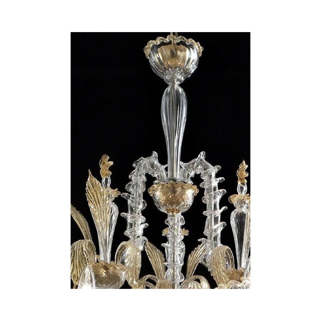 Transparent and Gold Murano Glass Chandeliers by Simoeng, Set of 2 For Sale - Image 9 of 14