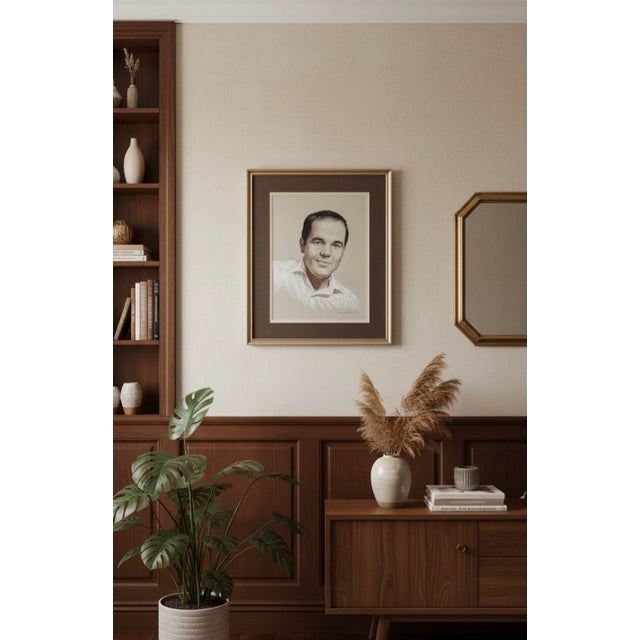 Vintage 1971 Woodi Ishmael Signed Original Pastel Portrait of a Man For Sale - Image 14 of 14