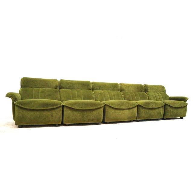 Large Vintage Element Sofa in Green Velvet, 1970s For Sale - Image 5 of 6