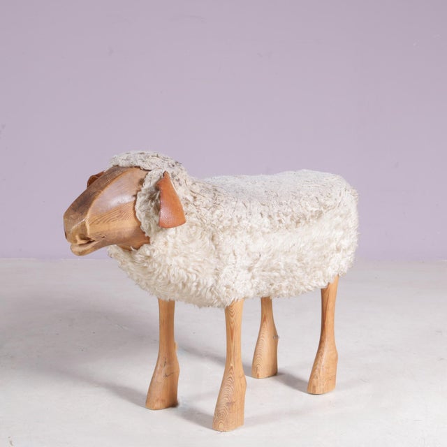 Brown Sheep Sculpture Stool by Peter Krafft Germany, 1960s For Sale - Image 8 of 8