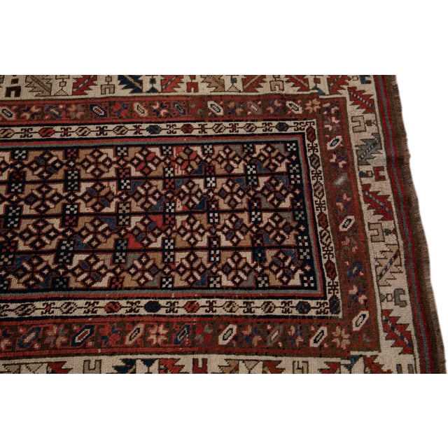 Textile Antique Persian Kurdish Handmade Allover Geometric Wool Runner For Sale - Image 7 of 10