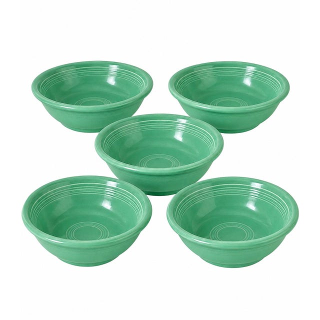 1950s 1950s Homer Laughlin Fiesta Fiestaware 7-Inch Bowls in Mint Green - Set of 5 For Sale - Image 5 of 6