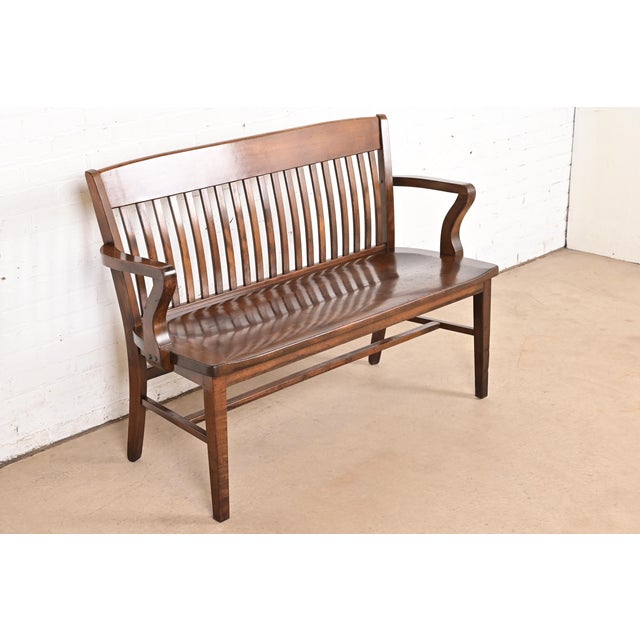 Heywood-Wakefield Antique Arts & Crafts Solid Walnut Lawyer's Bench, Circa 1920s For Sale - Image 4 of 12