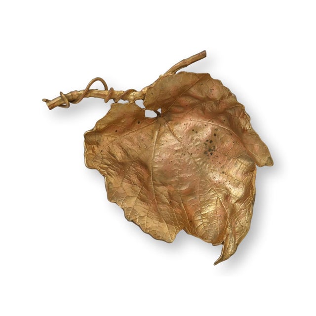 Traditional Boho Chic Gilt Grape Leaf Nut Dish, 3 Piece Set For Sale - Image 3 of 6