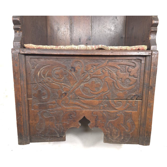 Antique German Carved Pine Wood Cathedra Throne Chair 18th C. Or Medieval For Sale - Image 14 of 15