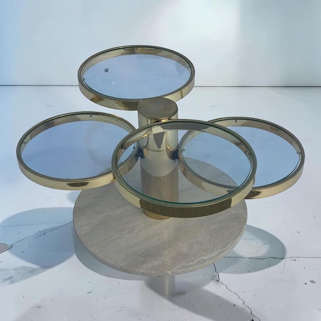 Leon Rosen for Pace Collection Brass Marble Multi-Circle Coffee Table For Sale In Miami - Image 6 of 7