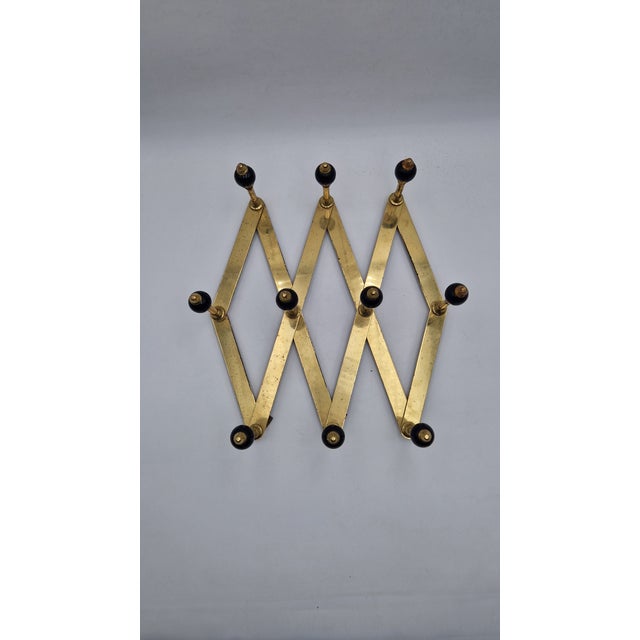 Model AT4 Coat Hanger in Brass with Black Bakelite Spheres by Luigi Caccia Dominioni for Azucena, 1950s For Sale - Image 10 of 12