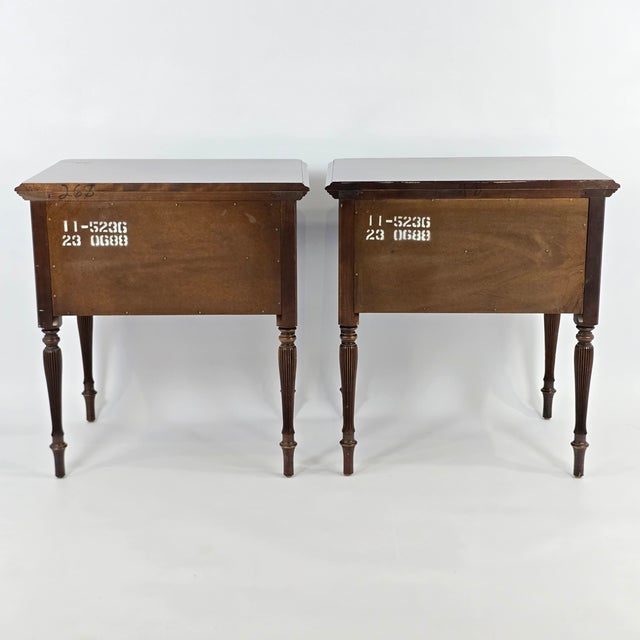 Brown Vintage Ethan Allen "Georgian Court" Two-Drawer Nightstands For Sale - Image 8 of 12