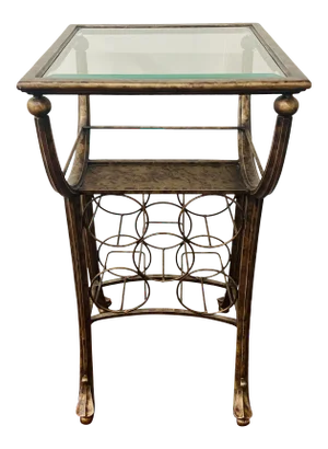 Vintage Wine Rack Metal Table in Vintaged Finish