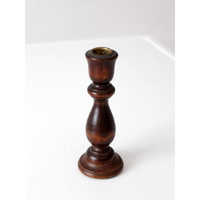 Vintage Turned Wood Candle Holder For Sale - Image 10 of 12
