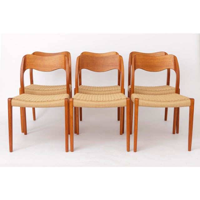 1960s Danish Model 71 Chairs in Teak by Niels Otto Møller for J.L. Møllers, Set of 8 For Sale - Image 5 of 17
