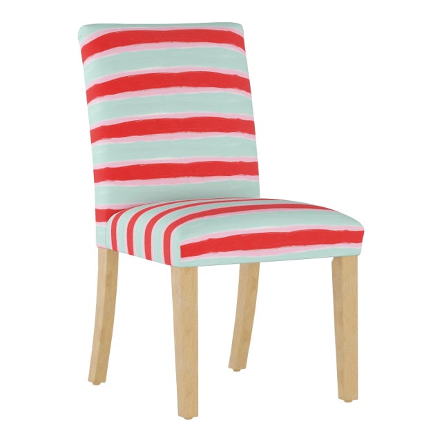 Megan Dining Chair in Mint Brush Stripe For Sale