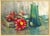 A rare signed watercolor still life by Anna S. Fisher (1873–1942). This piece exudes an understated beauty--the longer you...