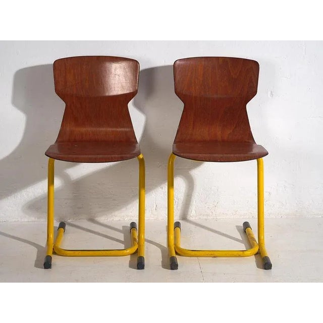 Vintage Yellow Dining Room Chairs, 1950, Set of 4 For Sale - Image 4 of 12