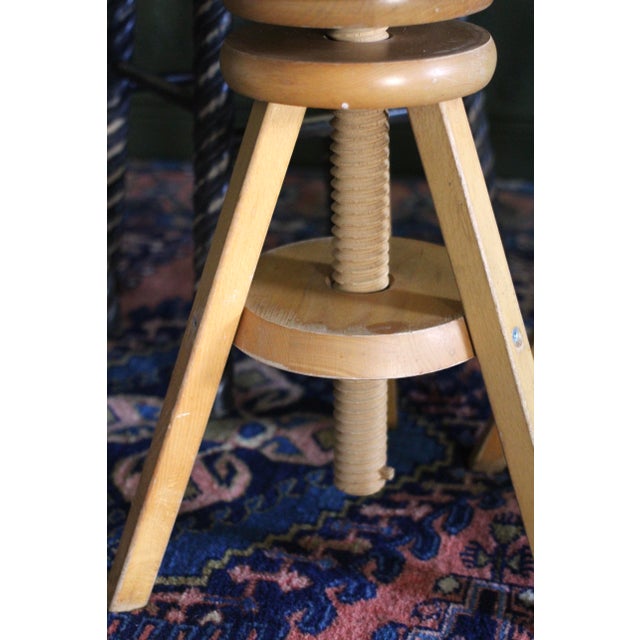 Wood Vintage Adjustable Screw Stools For Sale - Image 7 of 15