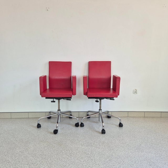Red Leather Office Chair Bulo Pub & Club by Luc Vincent, 2000s For Sale - Image 6 of 14