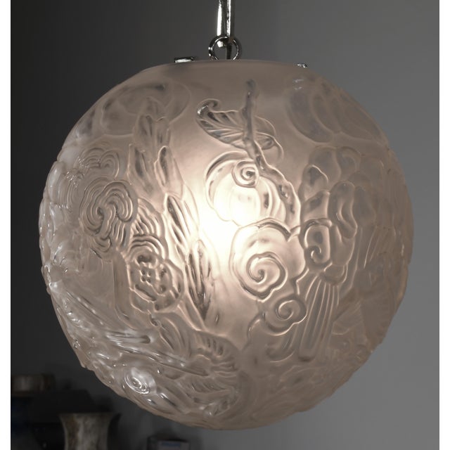 Silver Hettier & Vincent Large French Art Deco Pendant Light 1930s For Sale - Image 8 of 16