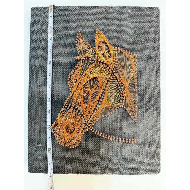 Mid-Century Modern One-of-a-Kind Handcrafted Copper Wire Geometric Wall Sculpture on Wood For Sale - Image 3 of 12